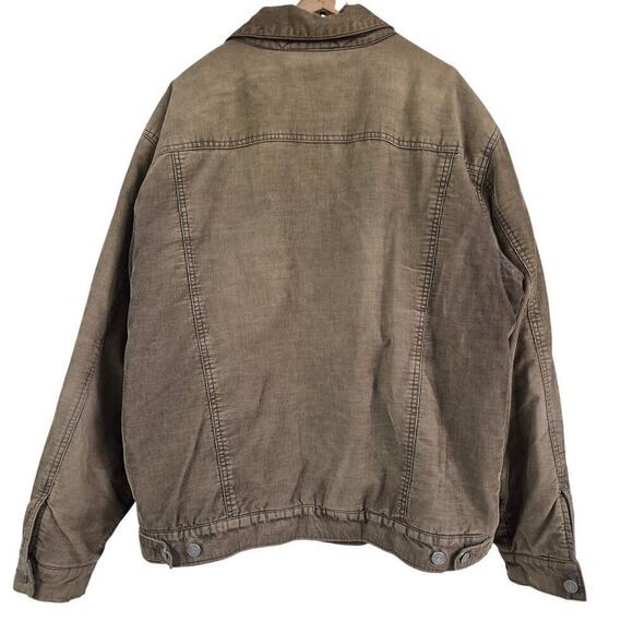 Gap Y2K VTG Brown Corduroy Fleece Lined Truckers Jacket Men Sz XL Distressed - Picture 2 of 7